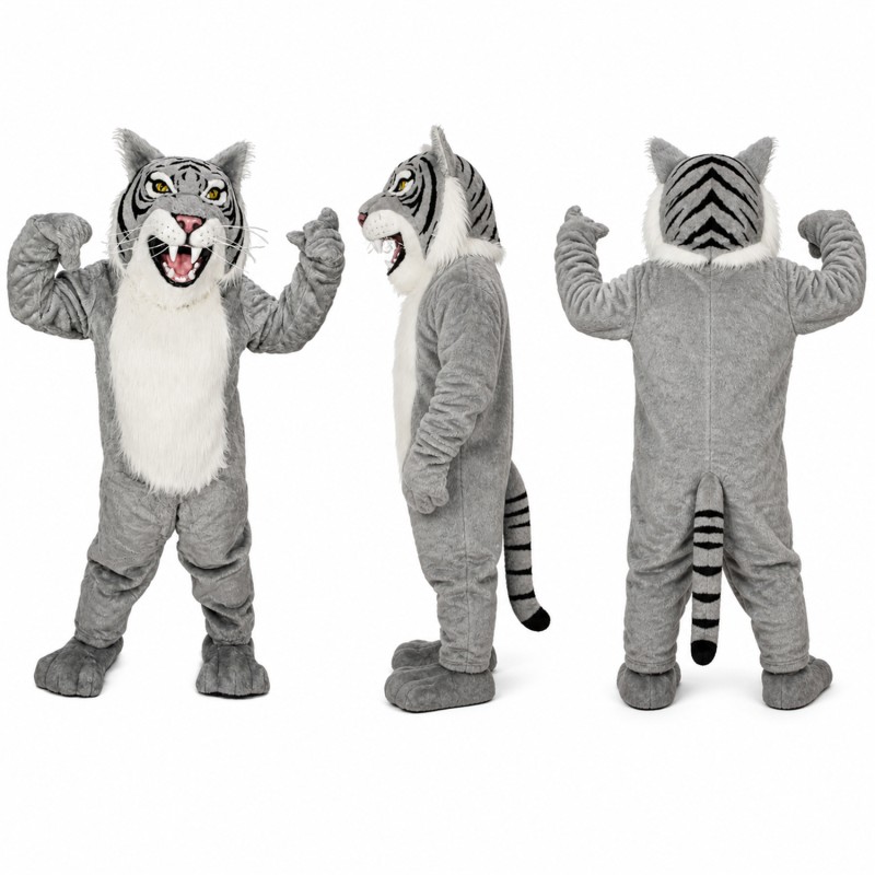 Wolf Mascot Costume in Gray with White Belly Adult