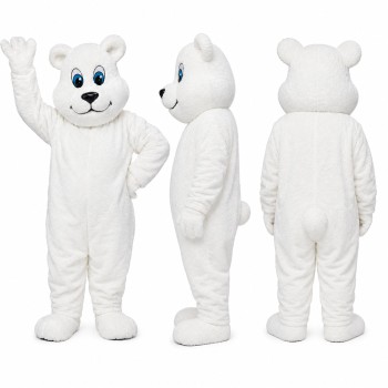 Polar Bear Mascot Costume in White with Blue Eyes Adult