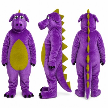 Dinosaur Mascot Costume in Purple with Green Belly Adult