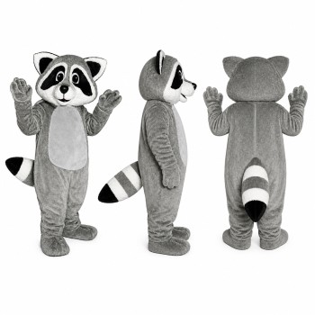 Raccoon Mascot Costume in Gray with Raised Paws Adult