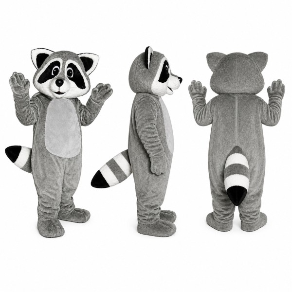 Raccoon Mascot Costume in Gray with Raised Paws Adult