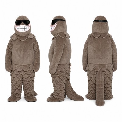 Armadillo Mascot Costume in Gray with Segmented Shell Adult