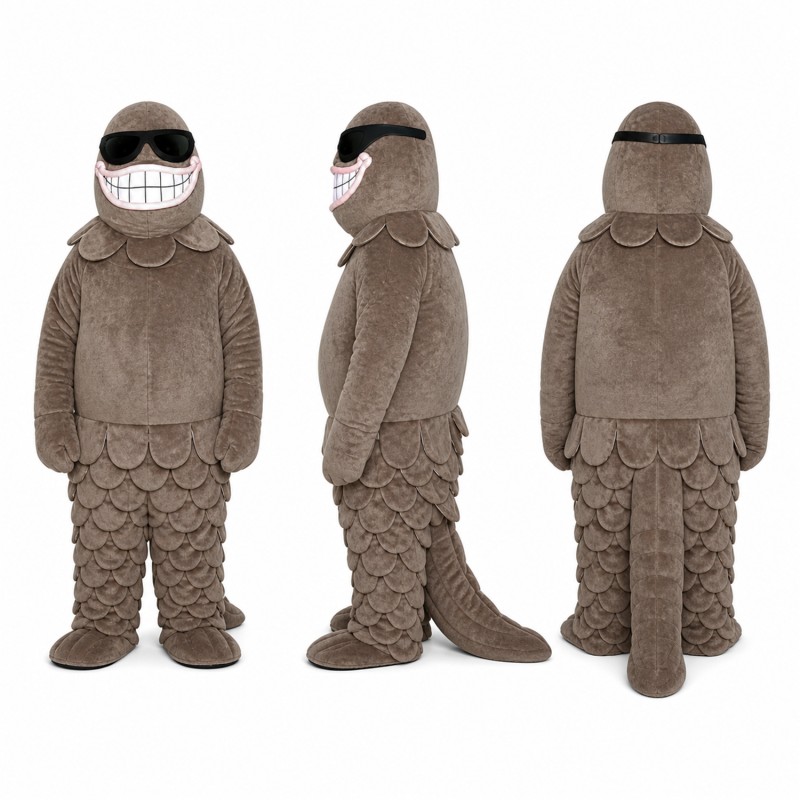 Armadillo Mascot Costume in Gray with Segmented Shell Adult