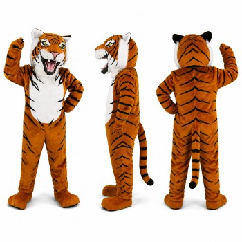Tiger Mascot Costume in Orange with Black Stripes Adult