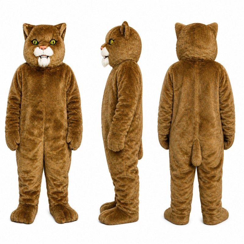 Wildcat Mascot Costume in Brown with Buck Teeth Adult