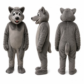 Wolf Mascot Costume in Gray with Cream Belly Adult