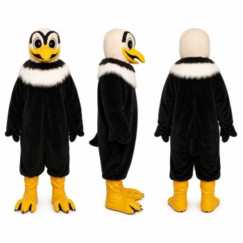 Eagle Mascot Costume in Black and White with Yellow Feet Adult