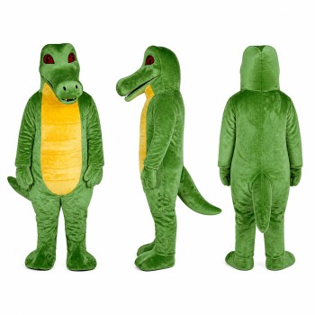 Crocodile Mascot Costume in Green with Yellow Belly Adult