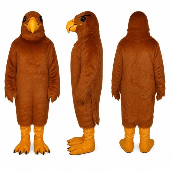 Eagle Mascot Costume in Brown with Orange Beak and Feet Adult