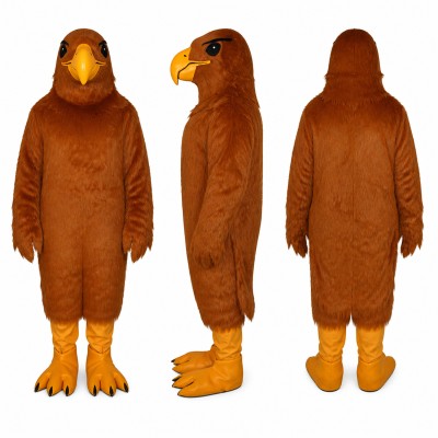 Eagle Mascot Costume in Brown with Orange Beak and Feet Adult