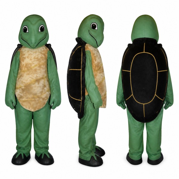 Turtle Mascot Costume in Green with Mottled Shell Adult