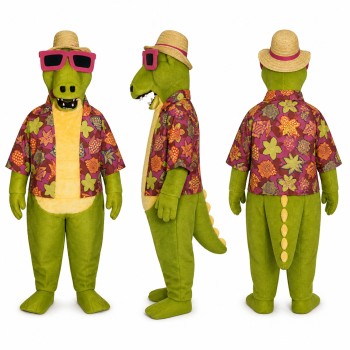 Vacation Crocodile Mascot Costume with Floral Shirt and Sunglasses Adult