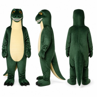 Alligator Mascot Costume in Dark Green with Cream Belly Adult