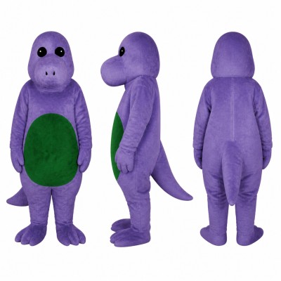 Dinosaur Mascot Costume in Purple with Green Belly Adult