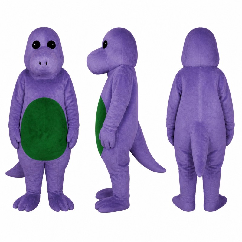 Dinosaur Mascot Costume in Purple with Green Belly Adult