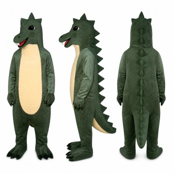 Dinosaur Mascot Costume in Gray with Yellow Belly Adult