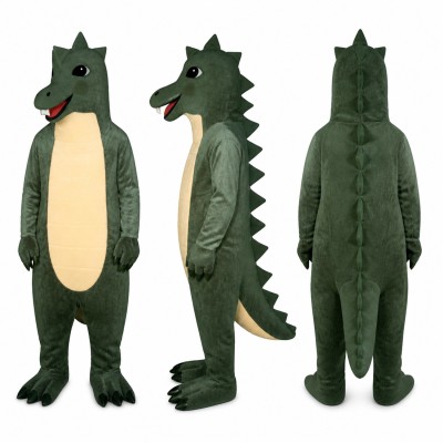 Dinosaur Mascot Costume in Gray with Yellow Belly Adult