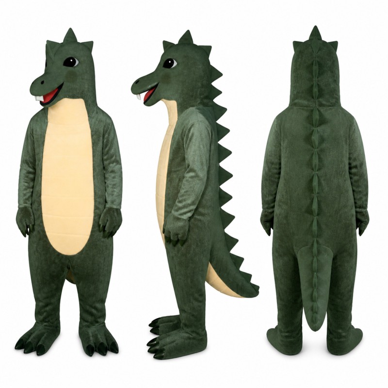 Dinosaur Mascot Costume in Gray with Yellow Belly Adult
