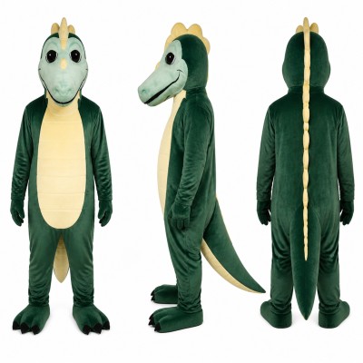 Dinosaur Mascot Costume in Green with Cream Belly Adult
