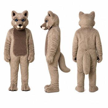 Wolf Mascot Costume in Gray with Dark Belly Adult