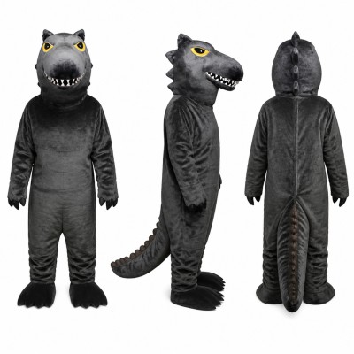 Dinosaur Mascot Costume in Black with Toothy Grin Adult