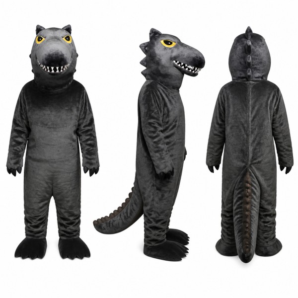 Dinosaur Mascot Costume in Black with Toothy Grin Adult