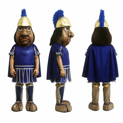 Gladiator Mascot Costume in Blue with Gold Helmet Adult