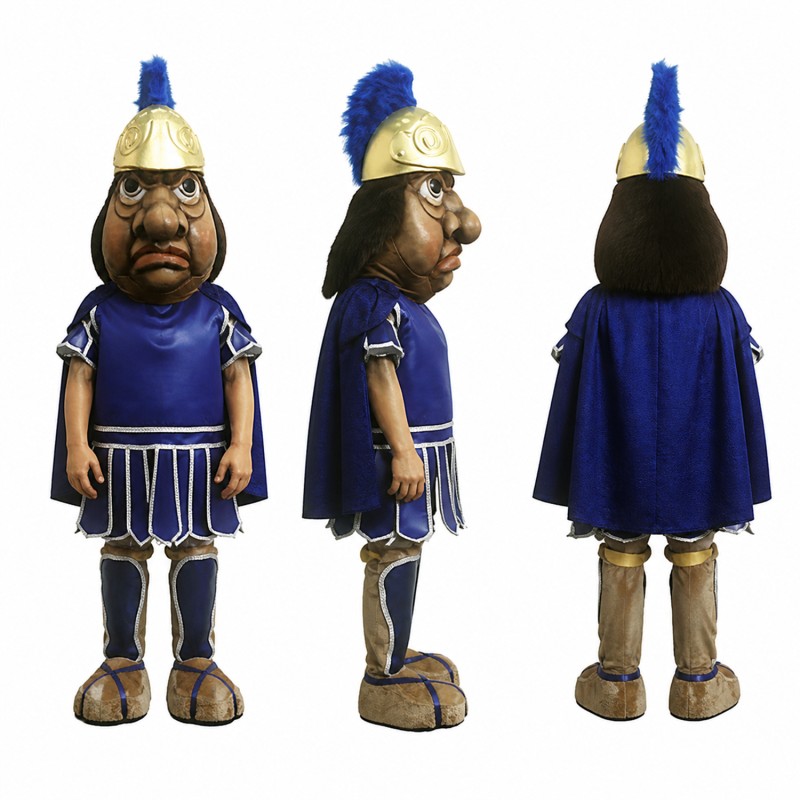 Gladiator Mascot Costume in Blue with Gold Helmet Adult