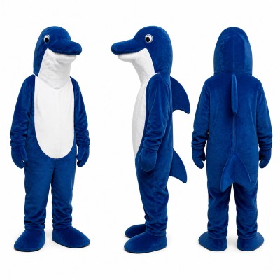 Dolphin Mascot Costume in Blue and White Adult