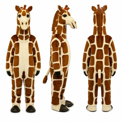 Giraffe Mascot Costume in Brown and Cream with Spotted Pattern Adult