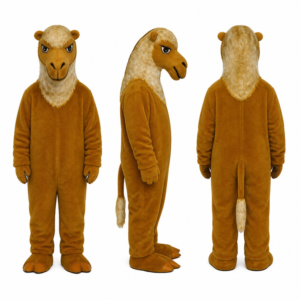 Camel Mascot Costume in Brown with Long Neck Adult