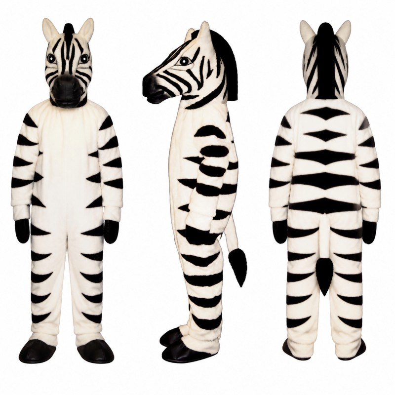 Zebra Mascot Costume in Black and White Adult