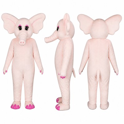 Elephant Mascot Costume in Pink with Large Ears Adult