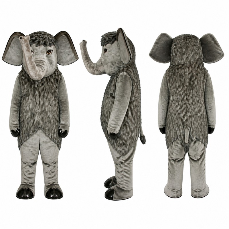 Elephant Mascot Costume in Gray with Wrinkled Texture Adult