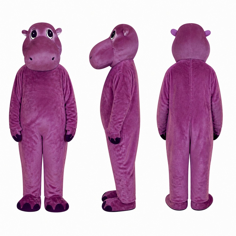 Hippo Mascot Costume in Purple with Pink Muzzle Adult Hippo Mascot Costume in Purple with Pink Muzzle Adult