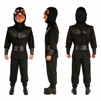 Masked Wrestler Mascot Costume in Black with Red Face Adult