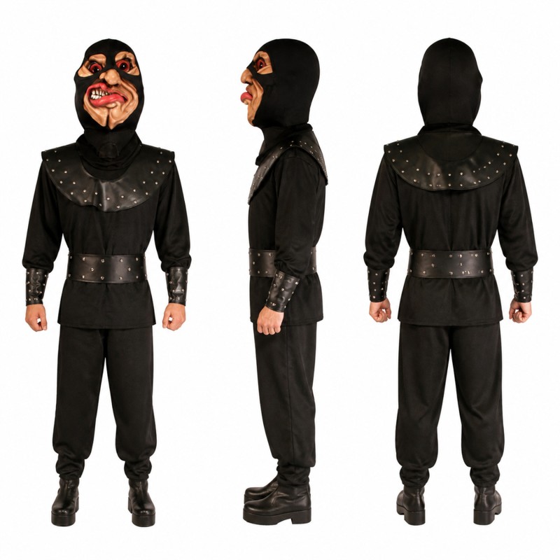 Masked Wrestler Mascot Costume in Black with Red Face Adult