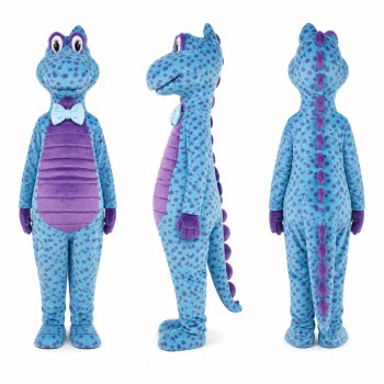Dinosaur Mascot Costume in Blue with Purple Belly Adult