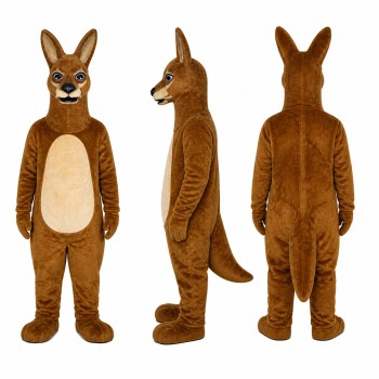 Kangaroo Mascot Costume in Brown with Tan Belly Adult