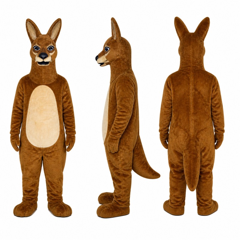 Kangaroo Mascot Costume in Brown with Tan Belly Adult