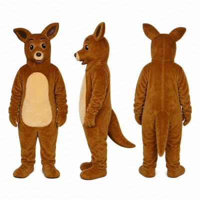 Kangaroo Mascot Costume in Brown with Cream Belly Adult
