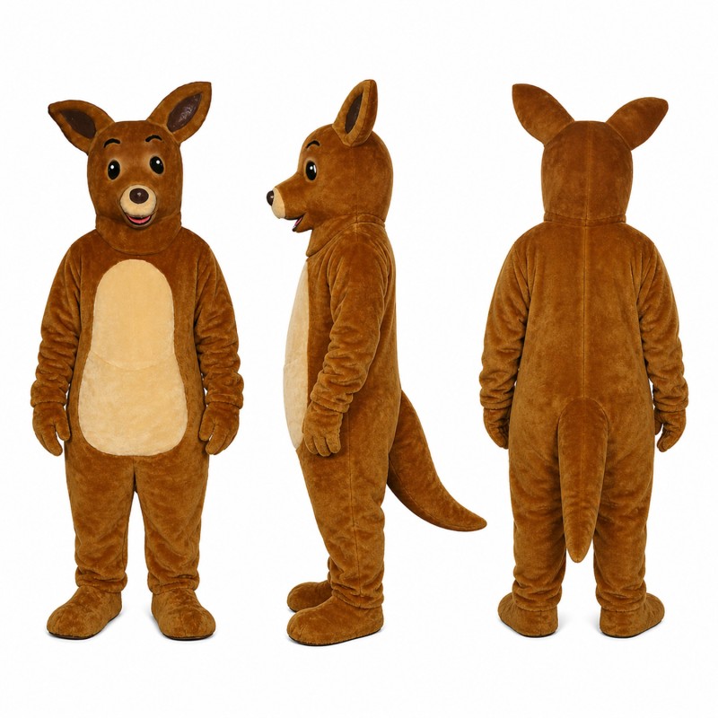 Kangaroo Mascot Costume in Brown with Cream Belly Adult