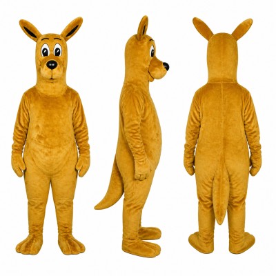 Kangaroo Mascot Costume in Golden Brown with Long Tail Adult