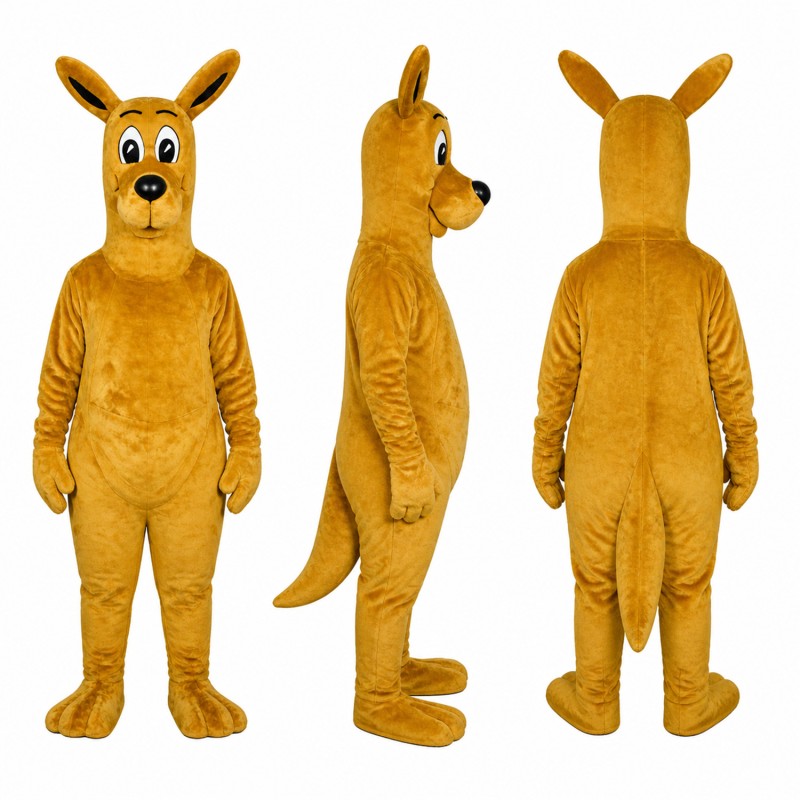Kangaroo Mascot Costume in Golden Brown with Long Tail Adult