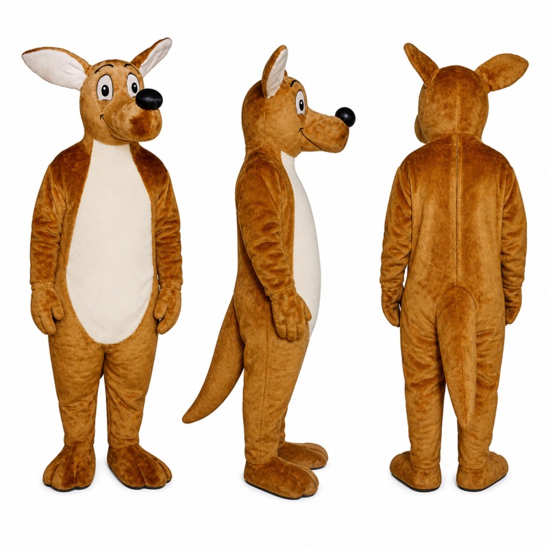 Kangaroo Mascot Costume in Brown with White Belly Adult