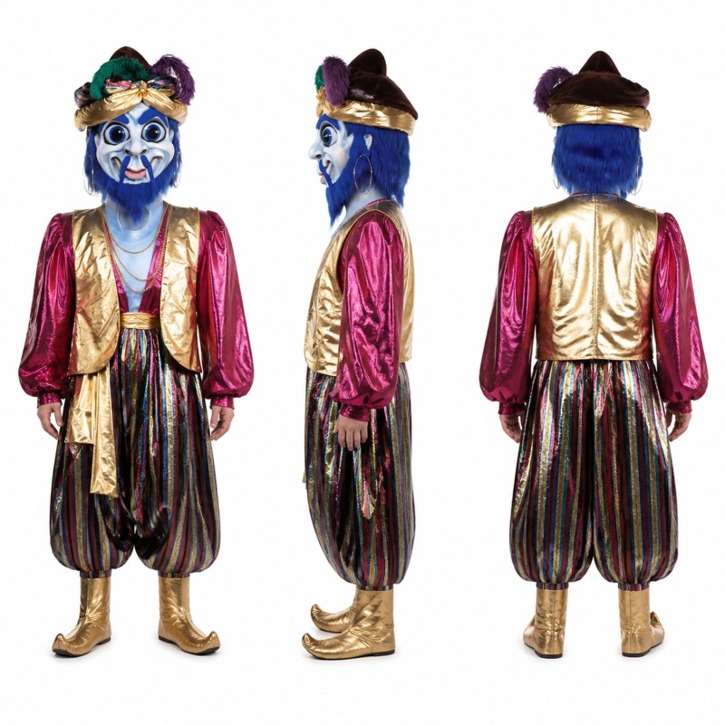 Fantasy Genie Mascot Costume in Blue with Ornate Robe Adult