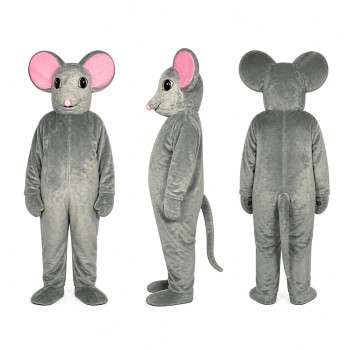 Mouse Mascot Costume in Gray with Pink Ears Adult
