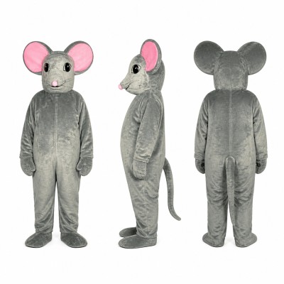 Mouse Mascot Costume in Gray with Pink Ears Adult