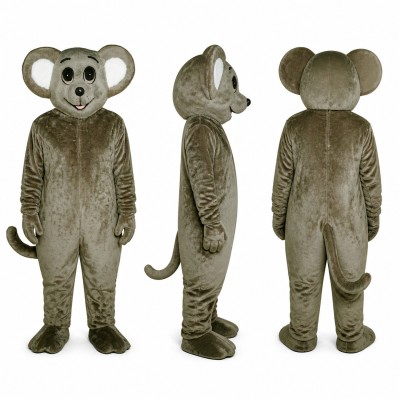 Mouse Mascot Costume in Gray with Large Round Ears Adult