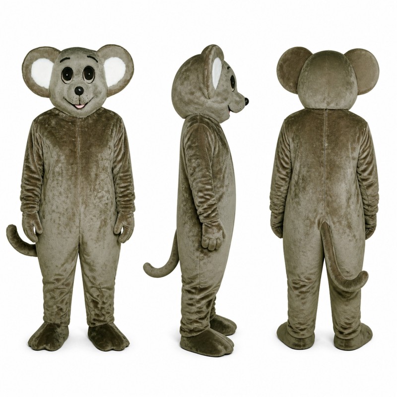 Mouse Mascot Costume in Gray with Large Round Ears Adult